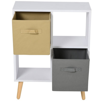 HOMCOM Freestanding 4 Cube Storage Cabinet Unit Bookcase w/ 2 Drawer
