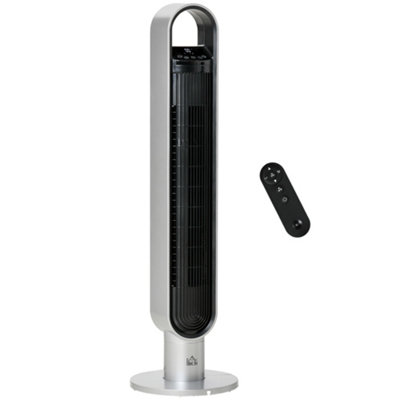 HOMCOM Freestanding Anion Tower Fan Cooling for Bedroom w/ Oscillating, Silver
