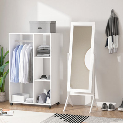 HOMCOM Freestanding Dressing Mirror 148x47cm Adjustable Angle White Frame Home