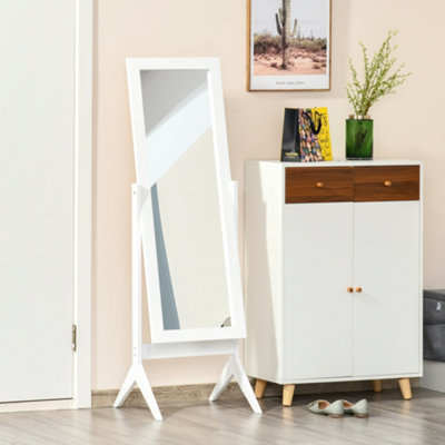HOMCOM Freestanding Dressing Mirror 148x47cm Adjustable Angle White Frame Home