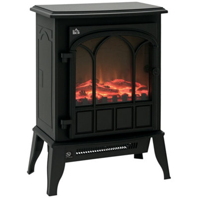 HOMCOM Freestanding Electric Fireplace Heater w/ LED Flame Effect 1000W/2000W  | DIY at Bu0026Q