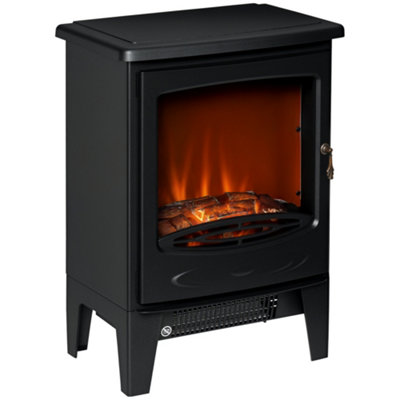HOMCOM Freestanding Electric Fireplace Stove Heater W/ LED Flame Effect  Black | DIY at Bu0026Q