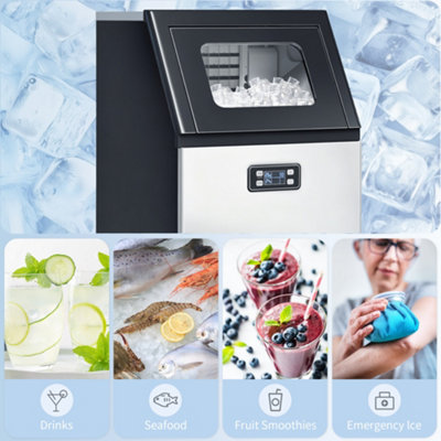 HOMCOM Freestanding Ice Machine with 45kg/24H Capacity, Commercial Ice ...