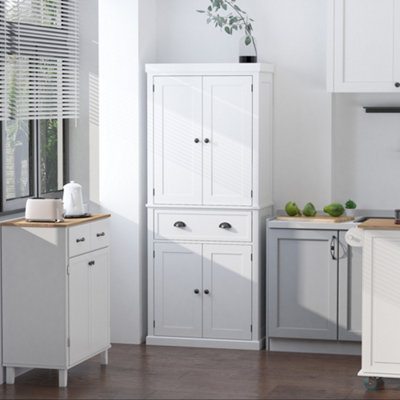 Homcom traditional freestanding kitchen pantry cabinet cupboard with doors and shelves discount