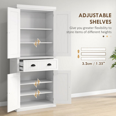 HOMCOM Freestanding Kitchen Storage Cabinet Drawers Cupboards Shelves White