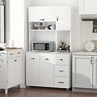 HOMCOM Freestanding Kitchen Storage Unit Cupboard Cabinets Drawers Handles Shelf