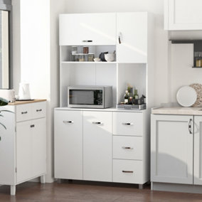 HOMCOM Freestanding Kitchen Storage Unit Cupboard Cabinets Drawers Handles Shelf
