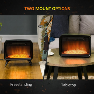 HOMCOM Freestanding or Tabletop Electric Fireplace, Stove Heater, 800W/1600W