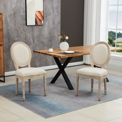 HOMCOM French-Style Dining Chairs Set of 2 with Linen Upholstery ...