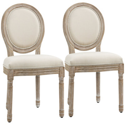 HOMCOM French-Style Dining Chairs Set of 2 with Linen Upholstery, Backrest