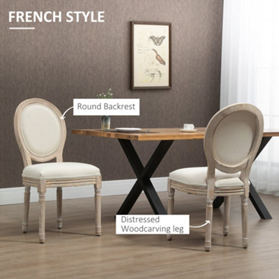 HOMCOM French-Style Dining Chairs Set of 2 with Linen Upholstery, Backrest