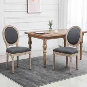 HOMCOM French-Style Dining Chairs Set of 2 with Linen Upholstery, Backrest