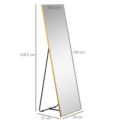 HOMCOM Full Length Mirror Dressing Mirror Wall-Mounted Entryway Gold Frame