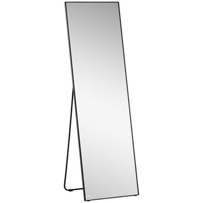 HOMCOM Full Length Mirror Floor Standing or Wall-Mounted, Dressing Mirror, Black