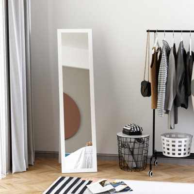 HOMCOM Full Length Mirror, Floor Standing or Wall-Mounted Long Mirror, White