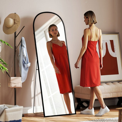 HOMCOM Full-Length Mirror with Aluminium Frame Wall-Mounted or Freestanding