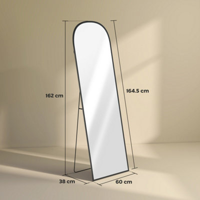 HOMCOM Full-Length Mirror with Aluminium Frame Wall-Mounted or Freestanding