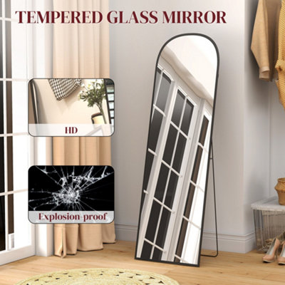 HOMCOM Full-Length Mirror with Aluminium Frame Wall-Mounted or Freestanding