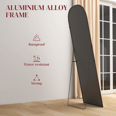HOMCOM Full-Length Mirror with Aluminium Frame Wall-Mounted or Freestanding