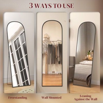 HOMCOM Full-Length Mirror with Aluminium Frame Wall-Mounted or Freestanding