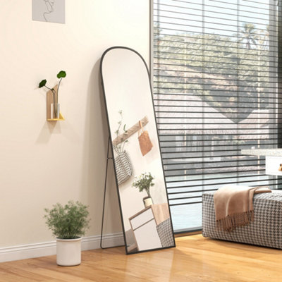 HOMCOM Full-Length Mirror with Aluminium Frame Wall-Mounted or Freestanding