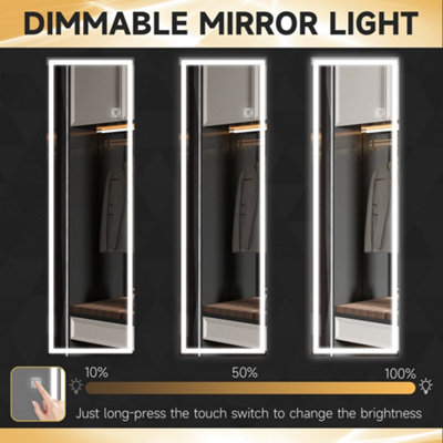 HOMCOM Full Length Wall Mirror with Dimming LED Lights, Smart Touch, 120 x 40cm