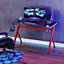 HOMCOM Gaming Desk Computer Table w/ LED Light, Cup Holder Headphone Hook Red