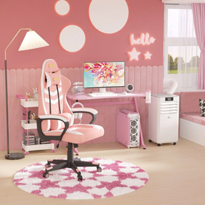 Pink deals gamer desk