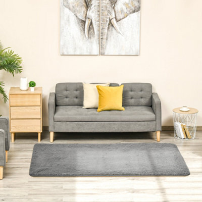 HOMCOM Grey Fluffy Rug, Shaggy Area Rugs Carpet for Living Room ...