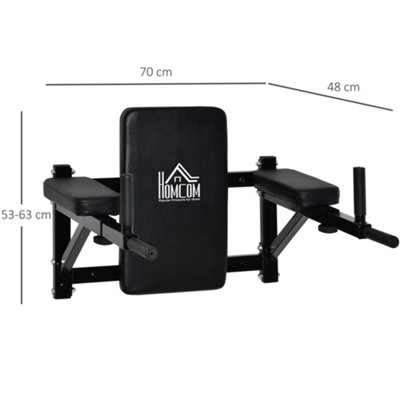 HOMCOM Gym Rack Dip Station Wall Mounted AB Knee Leg Raise Pull Up ...