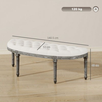 HOMCOM Half-Circle End Bench Ottoman Button Tufting Padded Seat