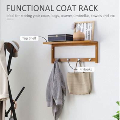 Bamboo Wall Mounted Coat Rack - with 5 Hooks – Modern Decor for Hanging  Towels, Keys, Jackets, Dog
