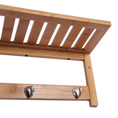 HOMCOM Hallway Wall Mounted Shelf Clothes Rack Hanging Coat Hooks Storage