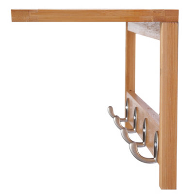 HOMCOM Hallway Wall Mounted Shelf Clothes Rack Hanging Coat Hooks Storage
