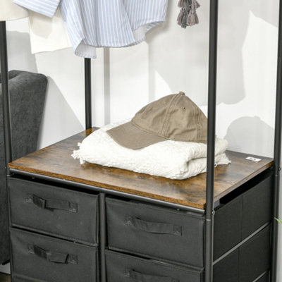 HOMCOM Hanging Clothes Rail Clothes Rack w/ 6 Fabric Drawers for ...