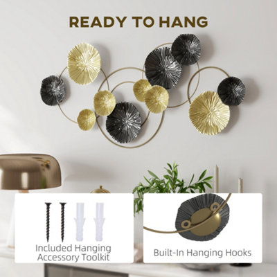 HOMCOM Hanging Wall Sculpture with Modern Lotus-Leaf Design, Metal Wall Art