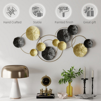 HOMCOM Hanging Wall Sculpture with Modern Lotus-Leaf Design, Metal Wall Art