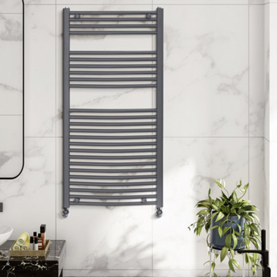 HOMCOM Heated Towel Rail Hydronic Bathroom Ladder Radiator 600mm x 1200mm Grey DIY at B Q