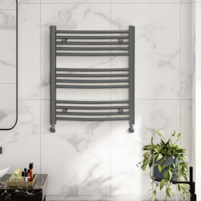 HOMCOM Heated Towel Rail, Hydronic Bathroom Ladder Radiator 600mm x 700mm Grey