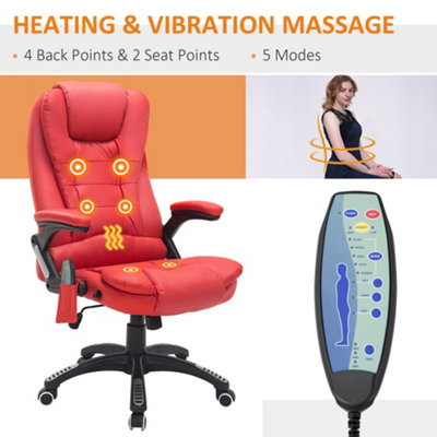 Vinsetto 6 Point Vibrating Massage Office Chair High Back Executive Heated Chair with 5 Modes Reclining Backrest Padded Armrest Coffee