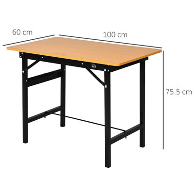 HOMCOM Heavy Duty DIY Metal Garage Workbench Storage Drawer Table Wood Surface