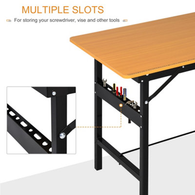 HOMCOM Heavy Duty DIY Metal Garage Workbench Storage Drawer Table
