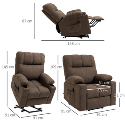 HOMCOM Heavy Duty Riser and Recliner Chair Lift Chair for the Elderly, Brown