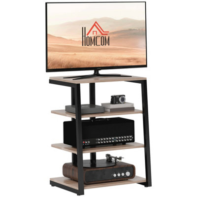 HOMCOM HiFi Rack Stand w/ Power Strip Rack 4-Tier Record Player Stand Grey