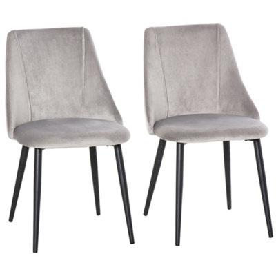 HOMCOM High Back Dining Chairs Velvet-Touch Accent Chairs with Metal Legs