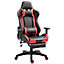 HOMCOM High Back Gaming Chair PU Leather Computer Chair with Footrest, Red