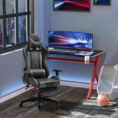 Vegan Leather Computer Gaming Chair with Foot Rest