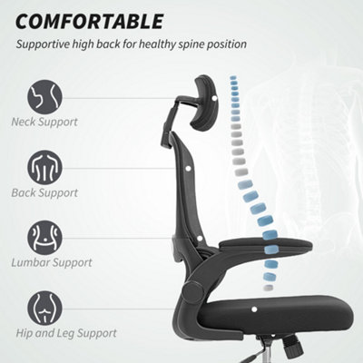 HOMCOM High Back Mesh Computer Desk Chair with Lumbar Support, Black