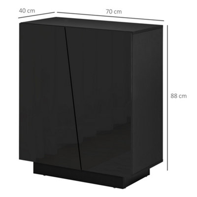 HOMCOM High Gloss Storage Cabinet for Bedroom Living Room Dining Room Black