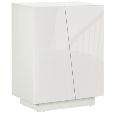 HOMCOM High Gloss Storage Cabinet for Bedroom Living Room Dining Room White